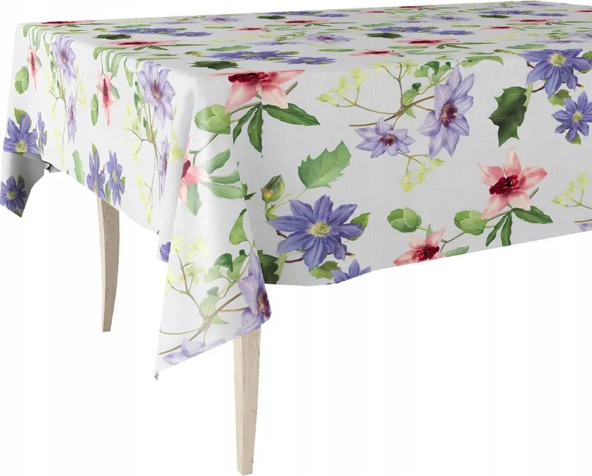 Cerata vastag abrosz szürke bőrből, lila virágokkal rózsaszín 140x350