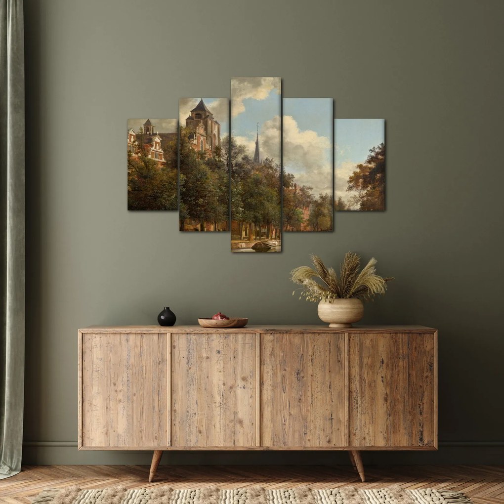 Kép - Jan van der Heyden, View Down a Dutch Canal, reprodukciók (150x105 cm)