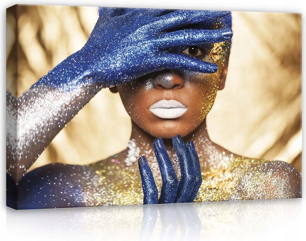 Vászonkép 60x40 Csillogó csillogás portré szépség titok arany smink művészet