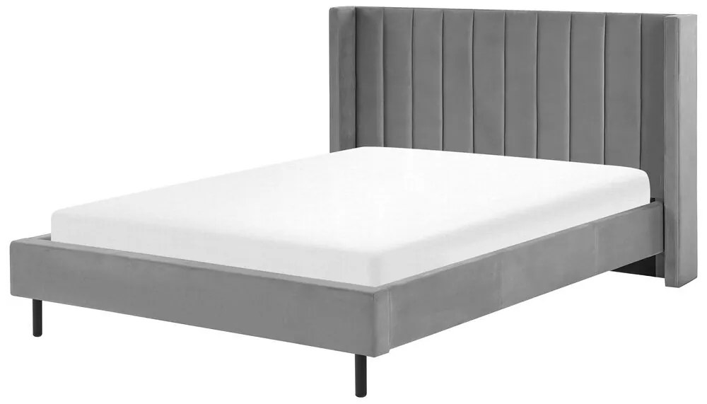 Franciaágy 160 cm VINNETTE (textil) (szürke). 1018563