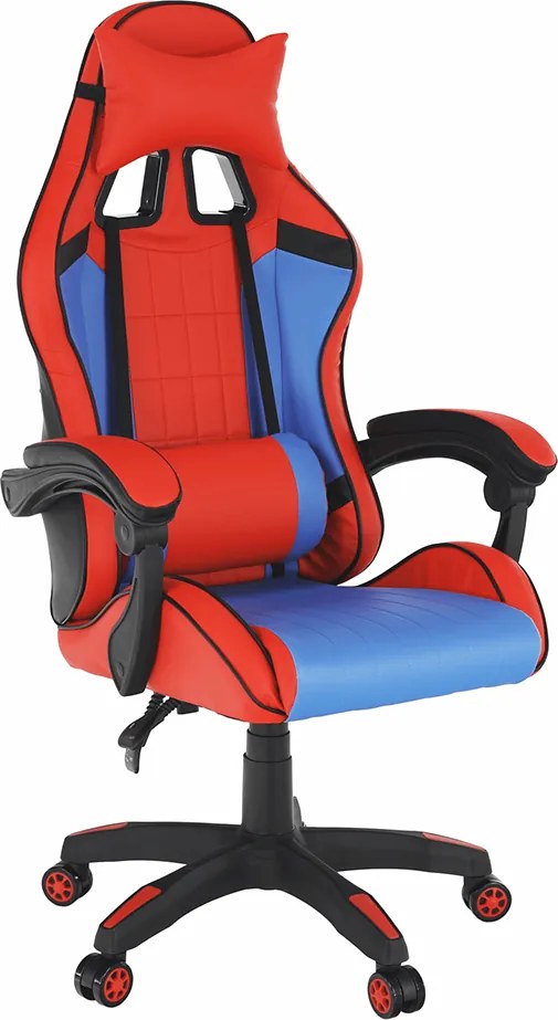 Irodai/gamer szék, kék/piros, SPIDEX NEW