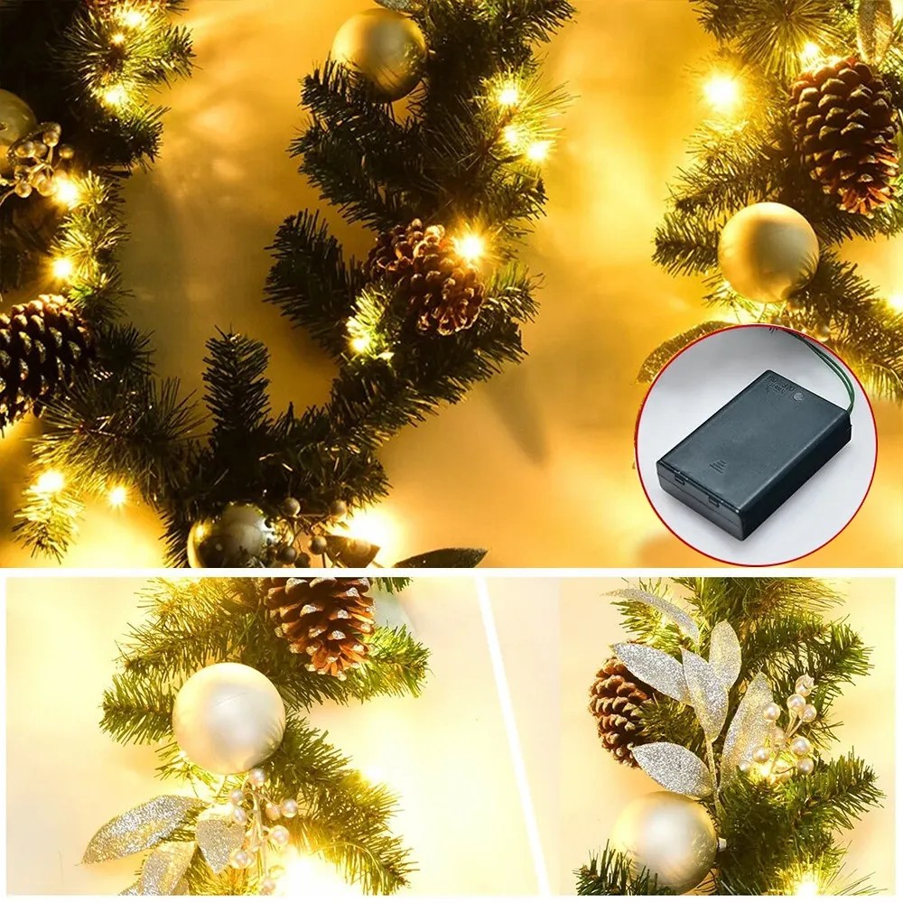 Karácsonyi girland,50 meleg LED-es fénnyel 2,7m