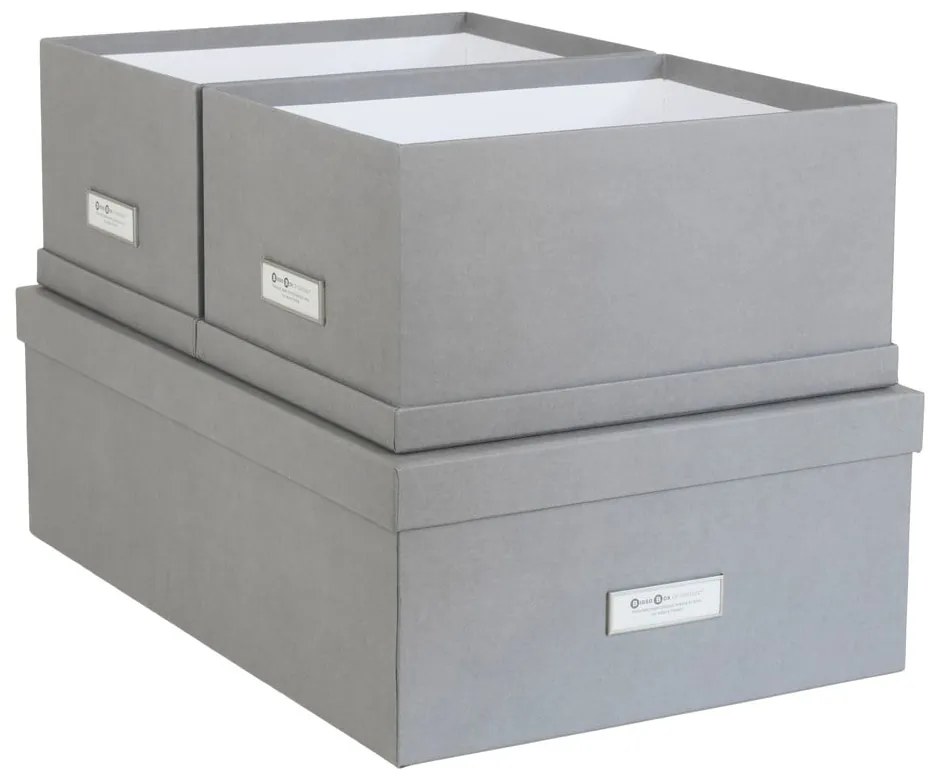 Inge 3 db-os szürke tárolódoboz szett - Bigso Box of Sweden