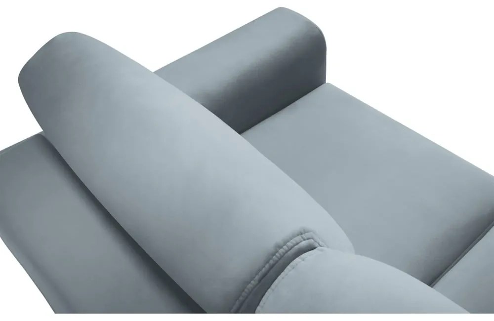 Világoskék bársony kinyitható tárolóhelyes kanapé 235 cm Kyoto – Cosmopolitan Design