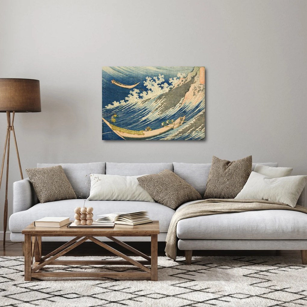Kép - Katsushika Hokusai, Fishing Boats at Choshi in Shimosa (Soshu Choshi) , reprodukciók (70x50 cm)