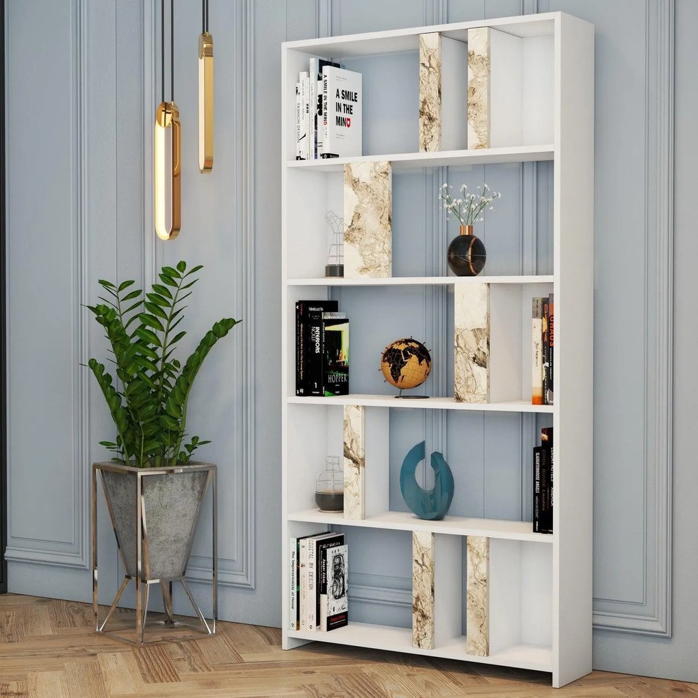 Könyvespolc Lima - Fehér Marble