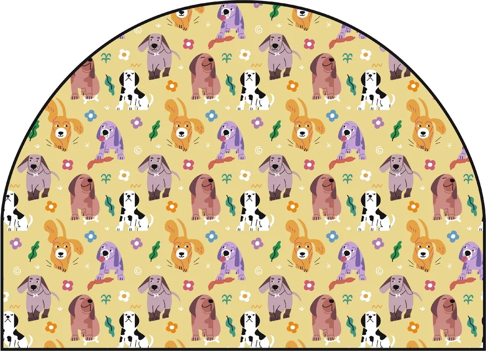 PIPPER. Védő textil falmatrica – Ív – Színes kutyák Méret: 83x60cm, Indíték: név nélkül