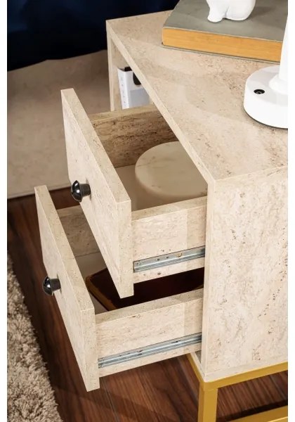 Éjjeliszekrény GLIMMER 50x45,2 cm bézs/arany