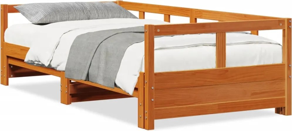 vidaXL viaszbarna tömör fenyőfa kanapéágy matrac nélkül 90 x 200 cm