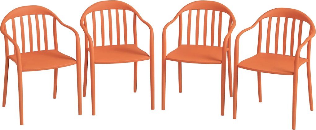 Outsunny 4 db-os Kerti Szék Készlet Időjárásálló Műanyag Kerti Székek Kartámaszos Hátkárpitozott Halmozható Teraszi Szék 120 kg-os Teherbírással Kerti