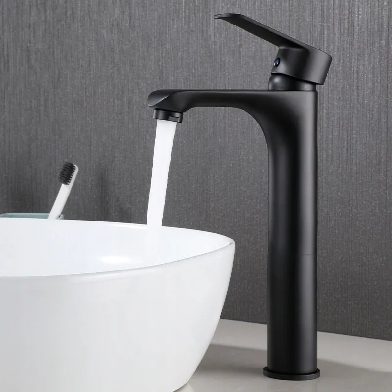 Mosdó Csaptelep Magas Álló Pultra, Fekete