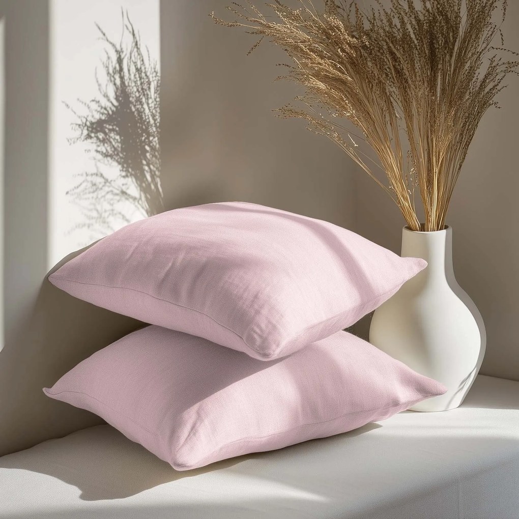 Goldea lenvászon keverék párnahuzat - púderrózsaszín 50 x 70 cm