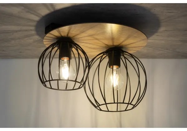 Csillár CYBER 2xE27/60W/230V fa/fekete