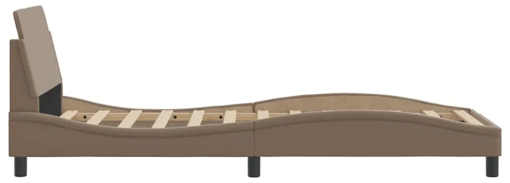 cappuccino színű műbőr ágykeret fejtámlával 90 x 200 cm