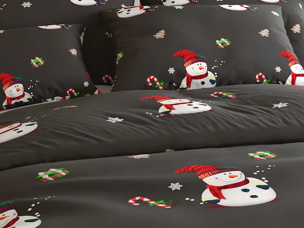 WHITE SNOWMAN fekete mikroszálas ágyneműhuzat Ágyneműhuzat mérete: 70 x 80 cm | 140 x 200 cm