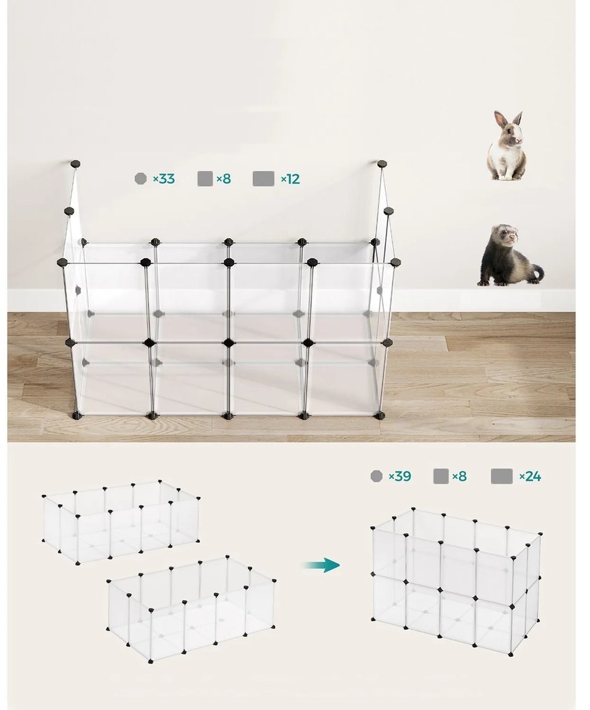SongmicsHome BEN átlátszó műanyagból készült kisállat ketrec, 125x63x42 cm, átlátszó