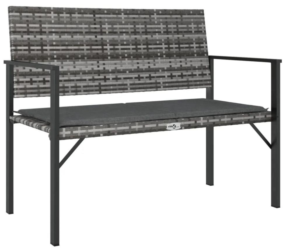 2-személyes szürke polyrattan kerti pad párnával