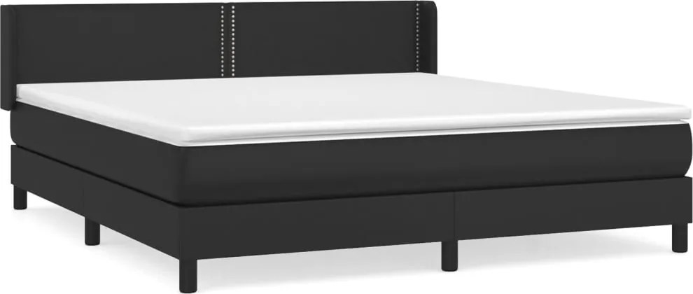 vidaXL fekete műbőr rugós ágy matraccal 180 x 200 cm
