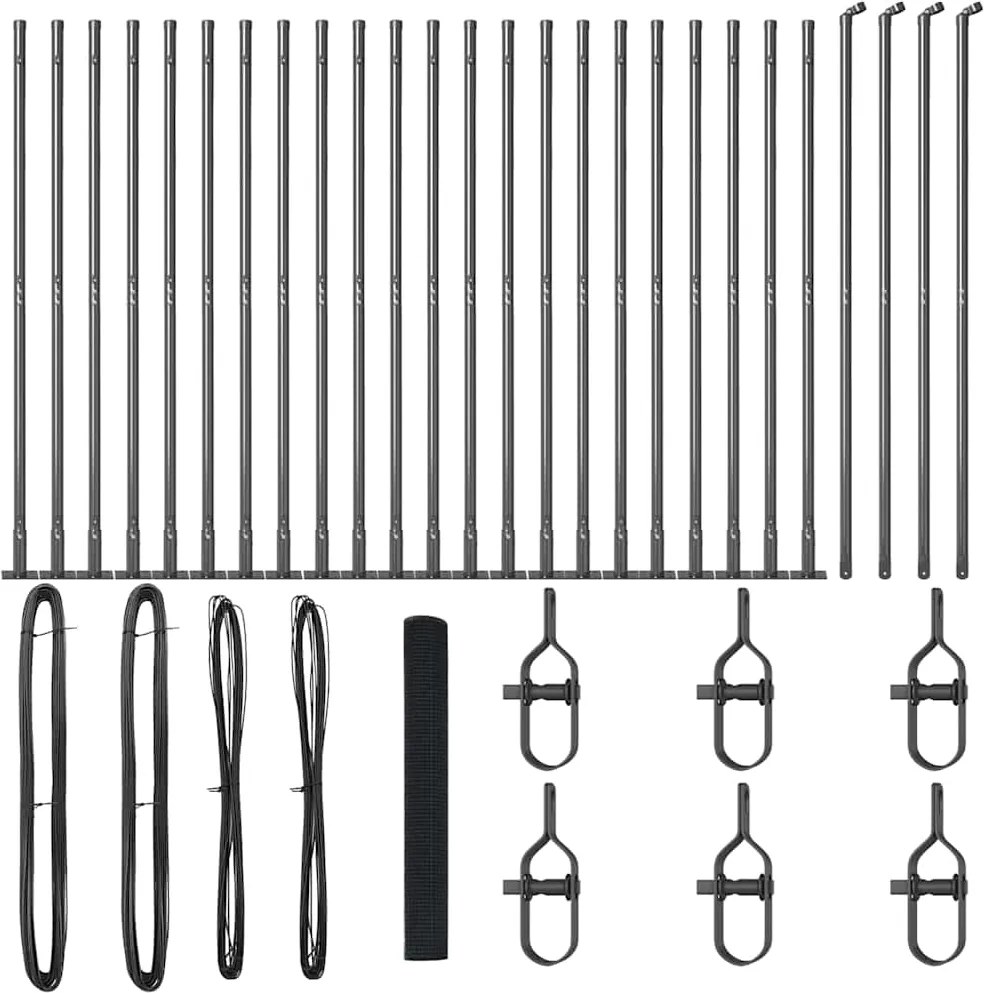 vidaXL Kerítésoszlop Szürke 50 x 1,2 m (16 x 16 mm háló) Acél és PVC