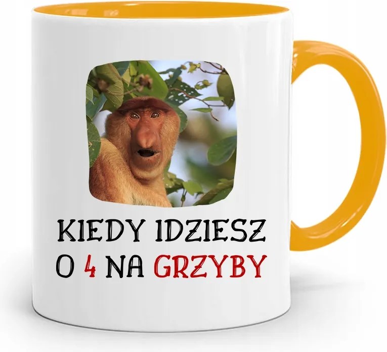 Sárga Bögre Hordozó Janusz Amikor Gombázni Mész, fényképes nyomtatással