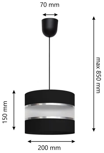 Csillár zsinóron HELEN 1xE27/15W/230V fekete