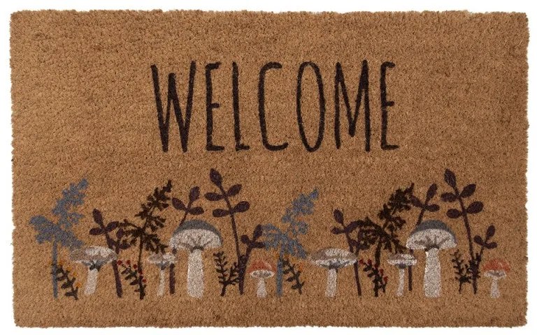 Őszi gomba mintás kókuszrost lábtörlő Welcome