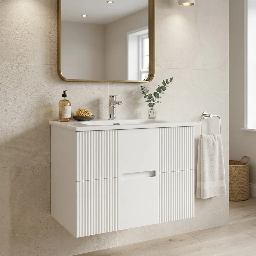 TMP MODENA 75 fali függesztett fürdőszobabútor - SKY E-8099-75 porcelán mosdóval - 75 x 46 cm