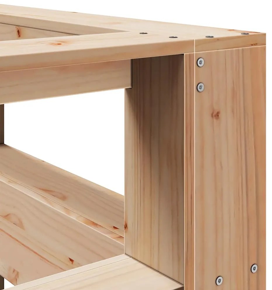 Könyvespolc fejtámla L-alakú 135 cm tömörfa fenyőfa