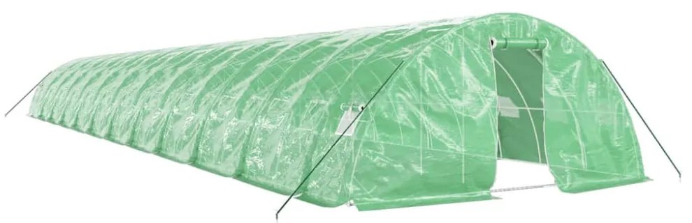 zöld acélvázas melegház 120 m² 24 x 5 x 2,3 m