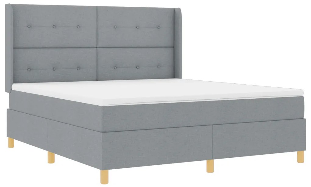 Boxspring Ágy Matrac Milyen Világosszürke 180x200 cm Szövet