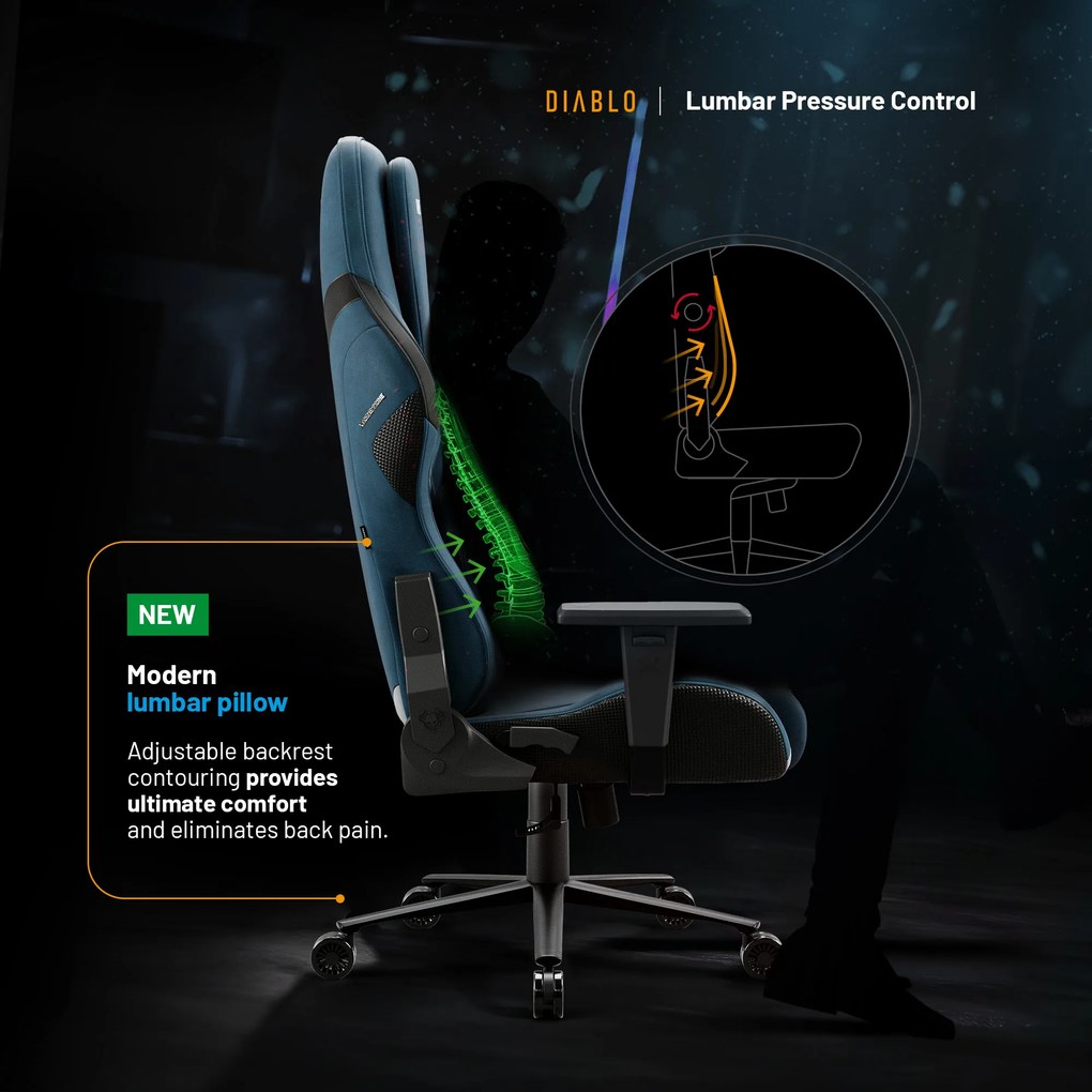 Gamer szék Normal Size, kék-fekete: Diablo X-One Prime Meta Ocean