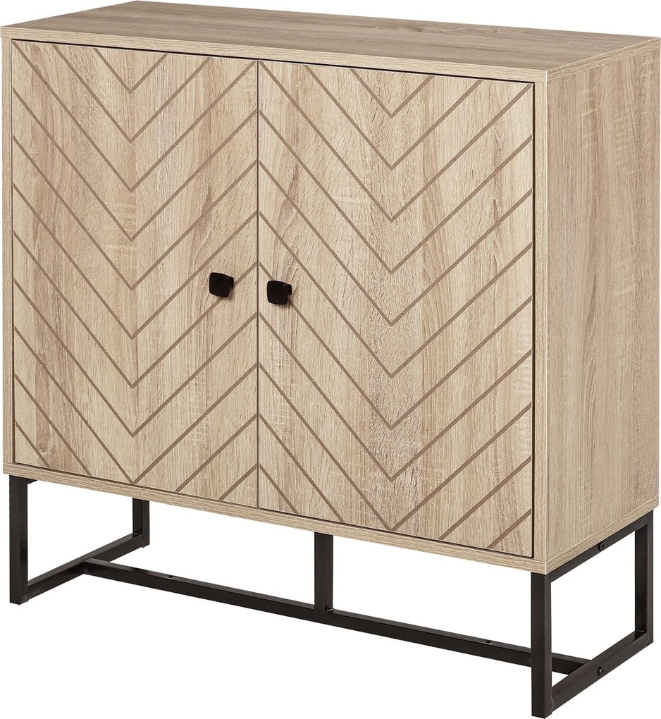 HOMCOM Konyhai Tálaló Bútor Két Ajtóval és Polccal – Tároló Szekrény Étkezőbe, Nappaliba, Hálószobába – Modern Stílus 80x29.5x80 cm Természetes Fa és
