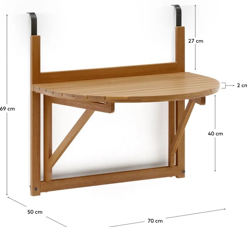 Akácfa függő erkélyasztal 50x70 cm Amarilis – Kave Home