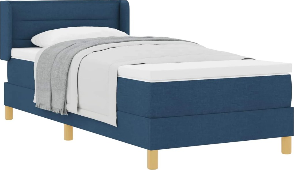 vidaXL Boxrugós ágy matracmal fejtámlával Kék 200 x 80 cm Poliészter