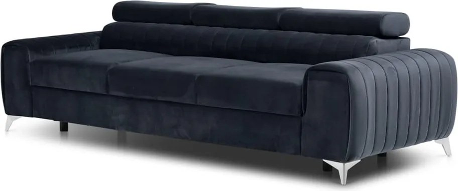 Antracitszürke bársony kinyitható kanapé 261 cm Laurence – ELTAP