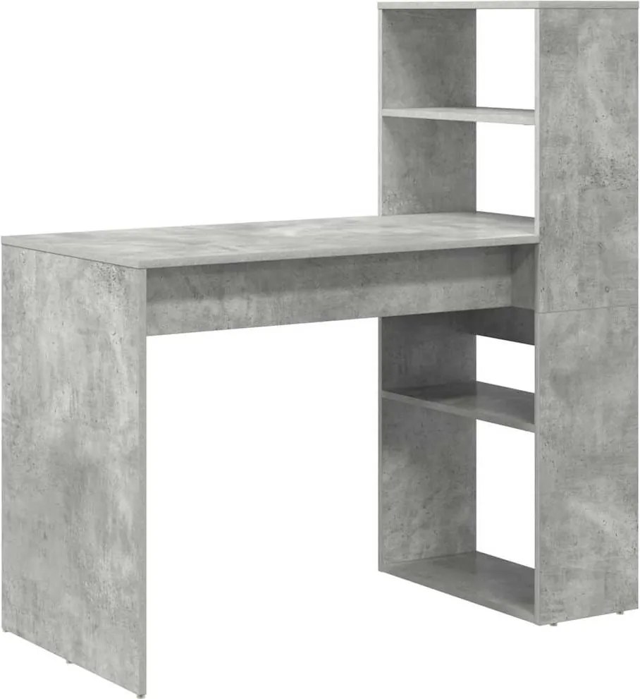 vidaXL Asztal polcokkal Beton Szürke 113 x 54 x 120 cm Faanyag