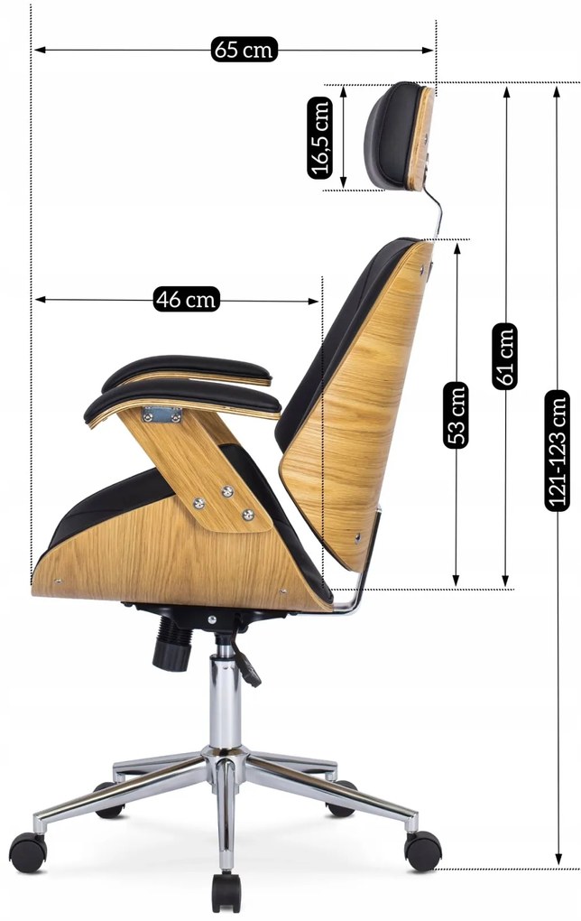 Fotel Dąb Złoty FABIAN Dąb Złoty/Czarny Ekoskóra