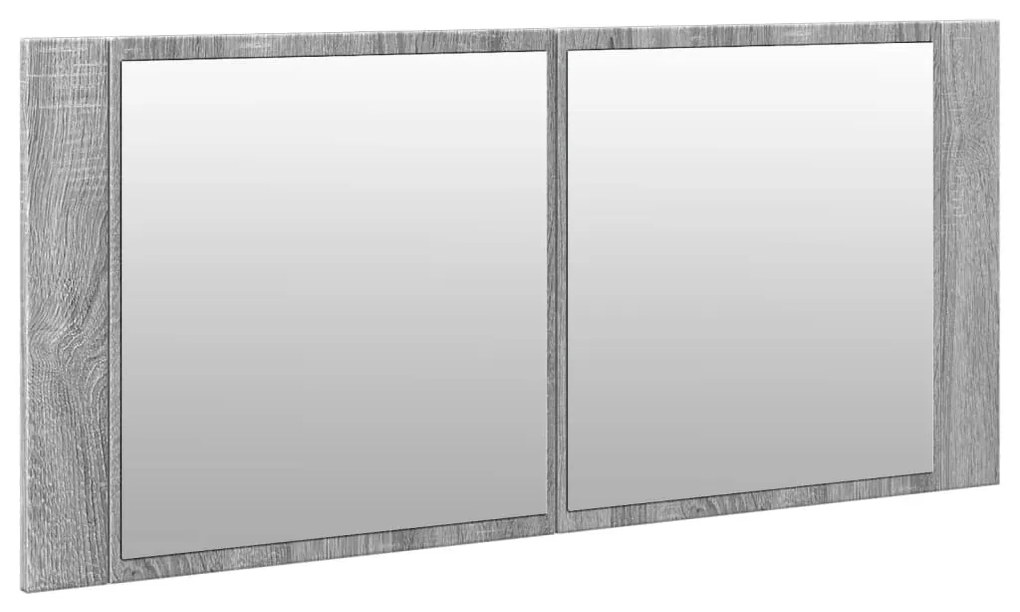szürke sonoma LED-es tükrös fürdőszobaszekrény 100 x 12 x 45 cm