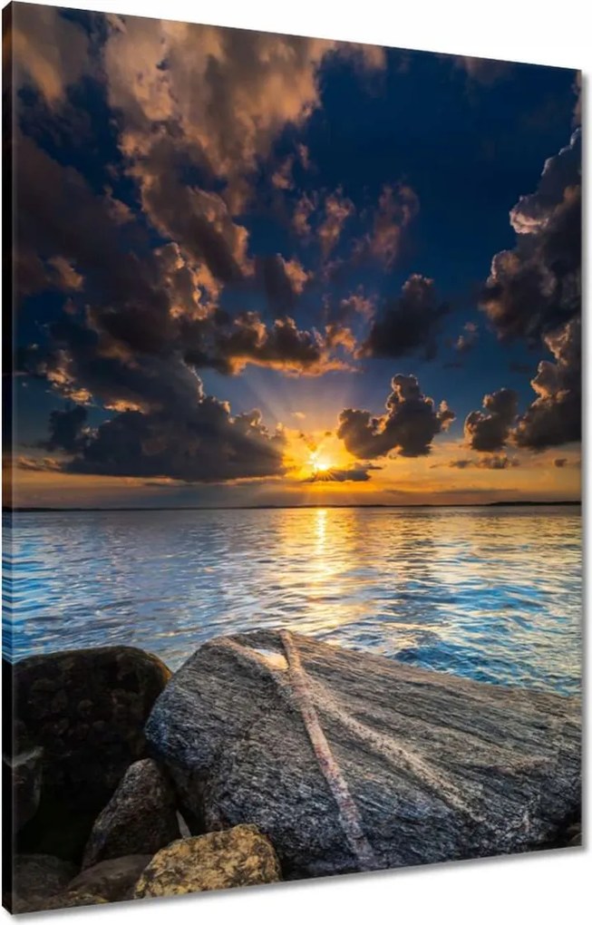 Vászonkép 60x80 Sziklák Tenger naplemente