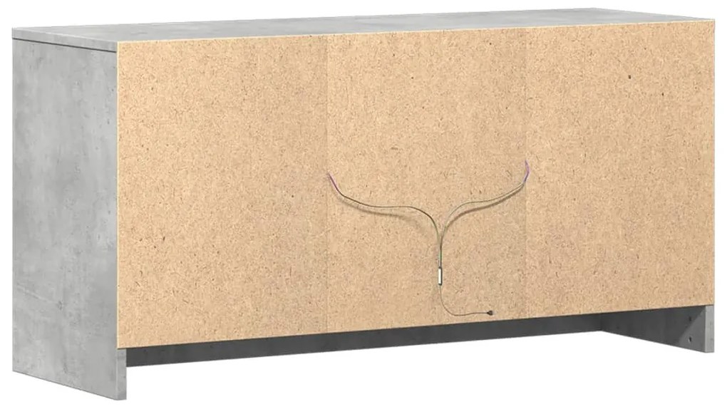 betonszürke szerelt fa TV-szekrény LED-ekkel 100 x 34 x 50 cm