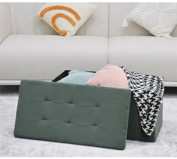 Zöld Kordbársony Tárolós Puff. TAB-472 GRN6