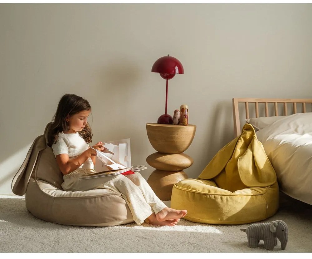 Bézs bársony gyerek babzsákfotel Bunny – Wigiwama