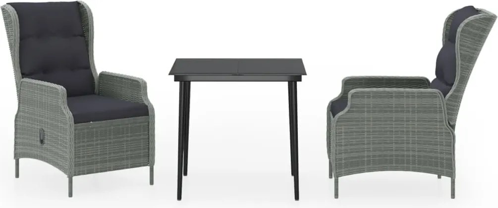 vidaXL 3 részes világosszürke kerti étkezőgarnitúra