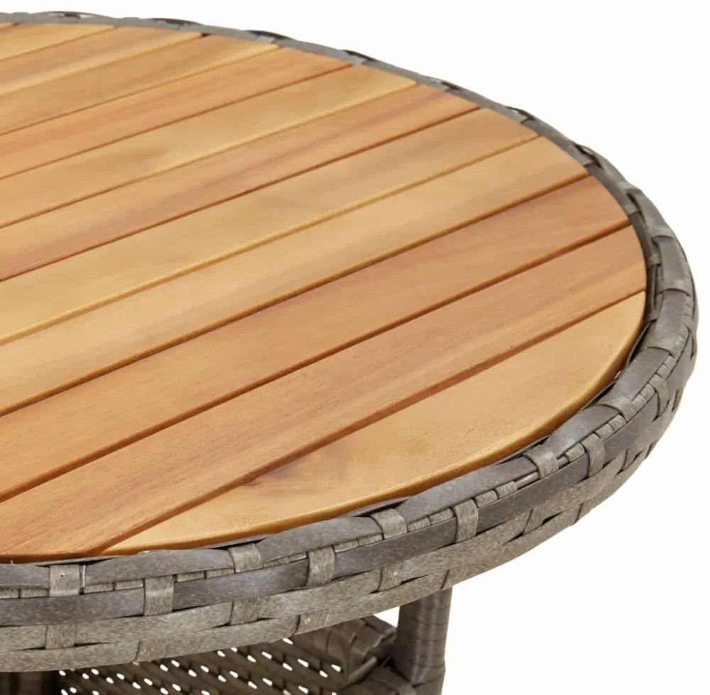 vidaXL 5részes szürke polyrattan/akácfa kerti étkezőgarnitúra párnával