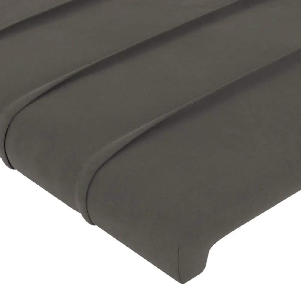 sötétszürke bársony LED-es fejtámla 80x5x118/128 cm