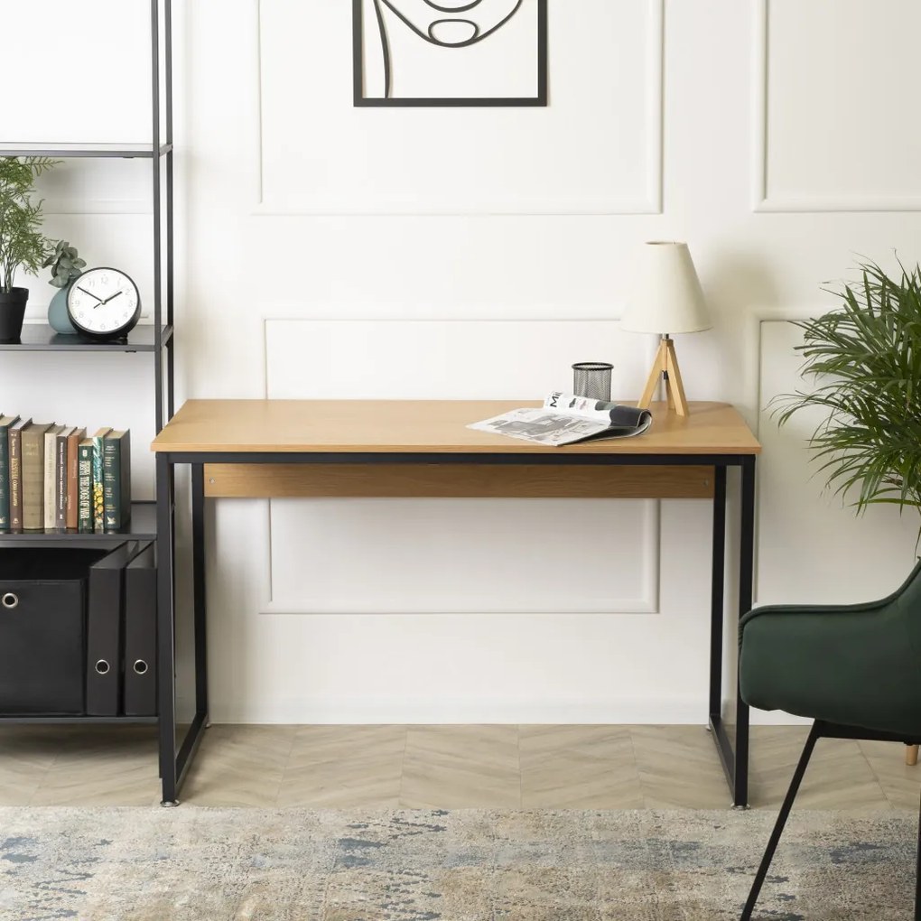 ROSS íróasztal 120 cm, Arany tölgy/Fekete