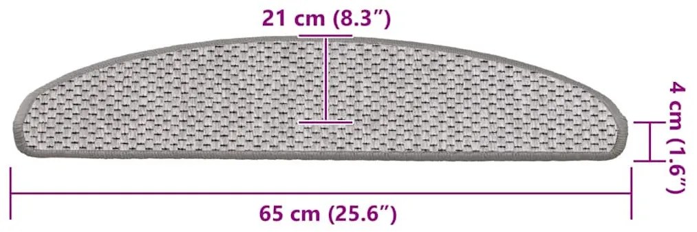 15 db szizál hatású platina öntapadó lépcsőszőnyeg 65x21x4 cm