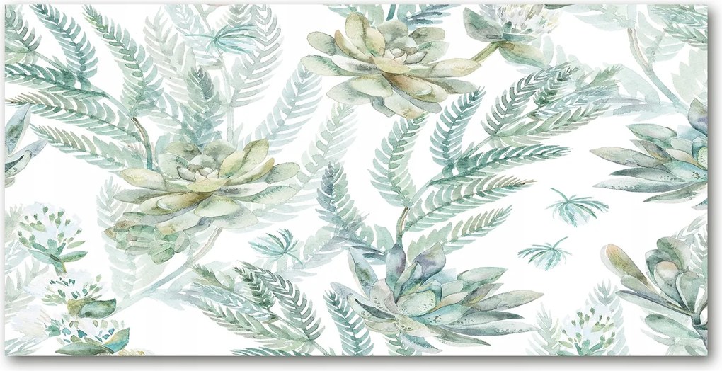 Konyhai panel Virágok és levelek 100x50 cm Ragasztó