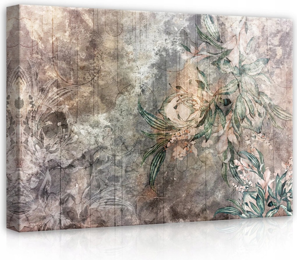 Vászonkép 70x50 Flóra betonon virágok vintage botanikai minimalizmus