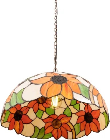 Brilagi - Tiffany vitrázs láncos csillár SUNFLOWER 1x E27/60W/230V Ø 40 cm